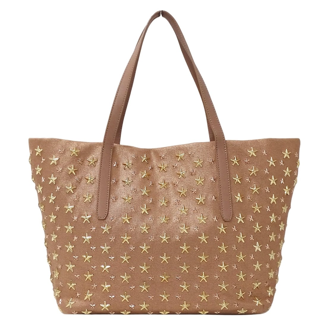 Jimmy Choo women's handbag, brand tote bag, canvas, pink gold studs, star design.: --- Catalog ---Category: SizeSize (HxWxD): 28cm x 46cm x 12.5cm / 11.02'' x 18.11'' x 4.92''Category: DesignType: Handbag, Tote bagColor: PinkGender: WomenMaterial: Canvas Category: GeneralBrand: Jimm