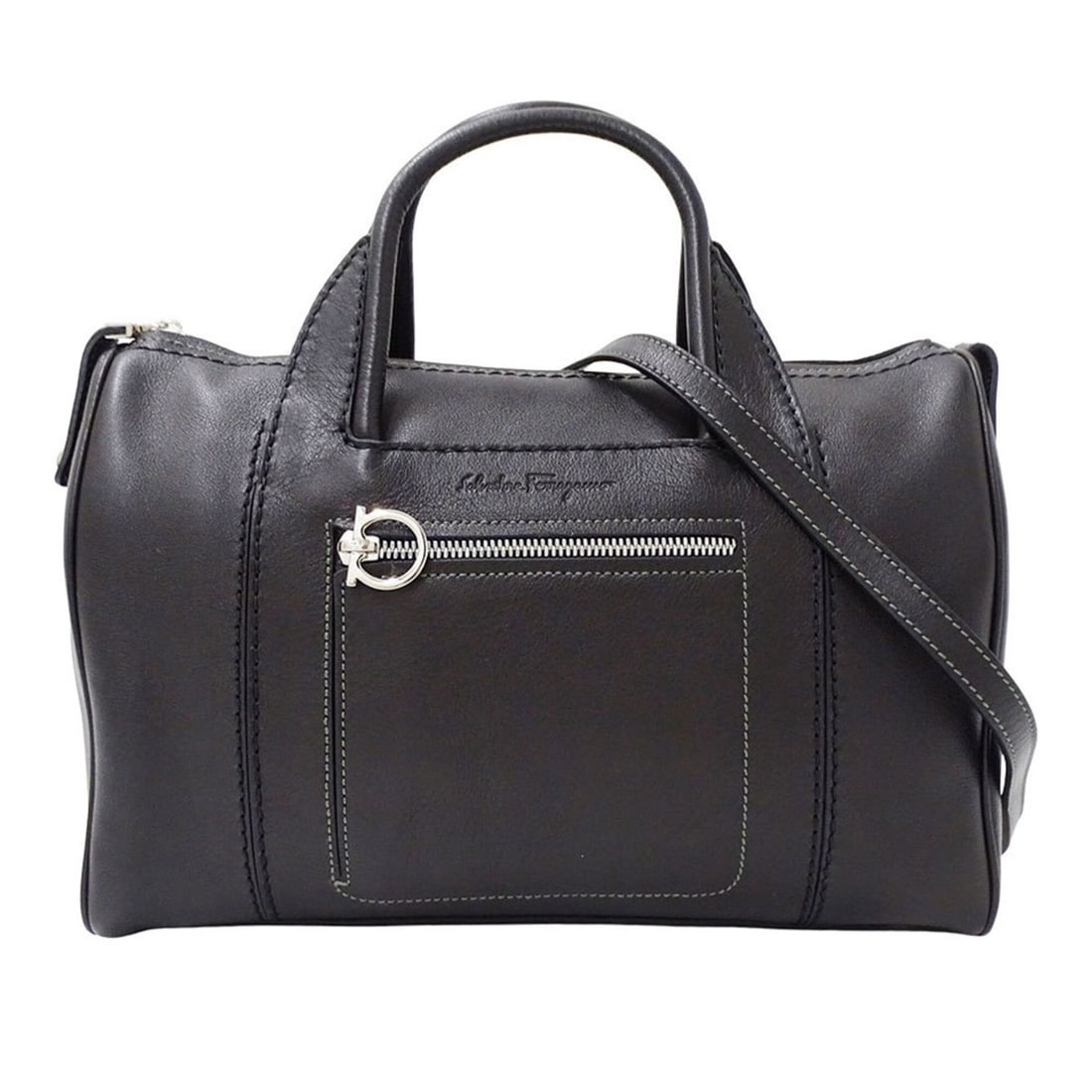 Salvatore Ferragamo Ferragamo handbag for women, brand name, handbag/shoulder bag, 2-way, Gancini: --- Catalog ---Category: SizeSize (HxWxD): 20cm x 30cm x 12cm / 7.87'' x 11.81'' x 4.72''Category: DesignType: Handbag, Shoulder bagColor: BlackGender: WomenMaterial: Leather Category: GeneralBrand: S