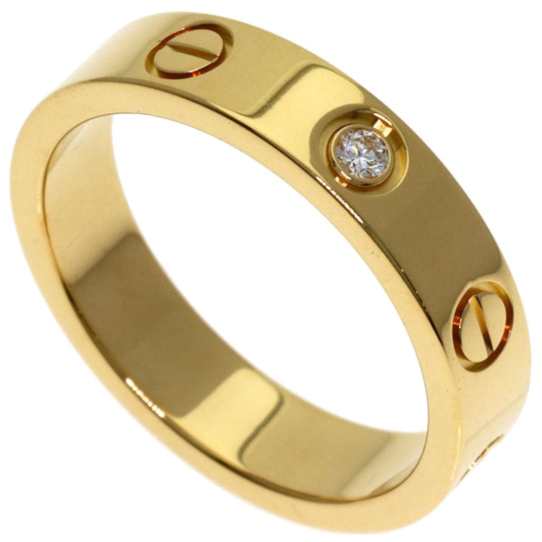Cartier Mini Love Ring, 1P Diamond, Size 48, 18K Yellow Gold, Women's Ring. (1 of 12)