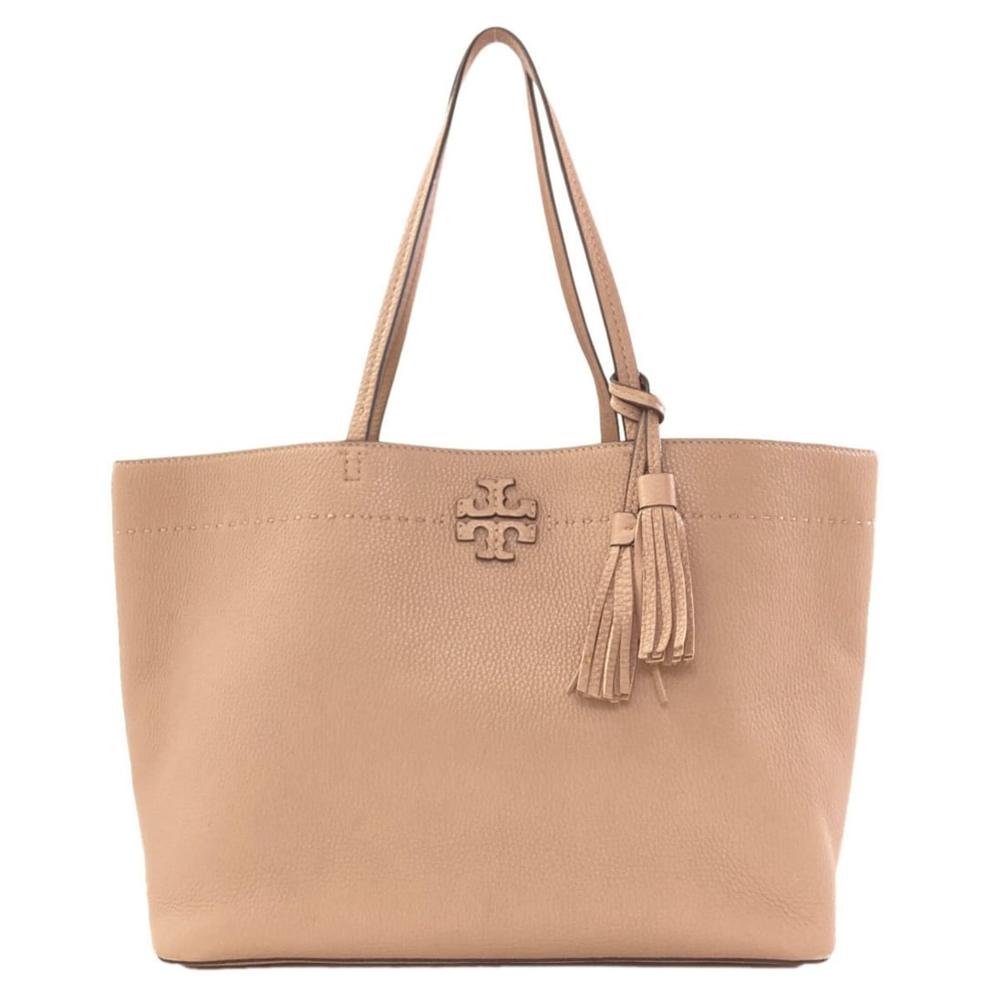 Tory Burch McGraw Tote Bag Leather Women's: --- Catalog ---Category: SizeSize (HxWxD): 28.5cm x 50cm x 15.5cm / 11.22'' x 19.68'' x 6.1''Handle Length: 56cm / 22.04''Category: DesignType: Tote bagColor: BeigeGender: WomenClosure: HookMaterial: 