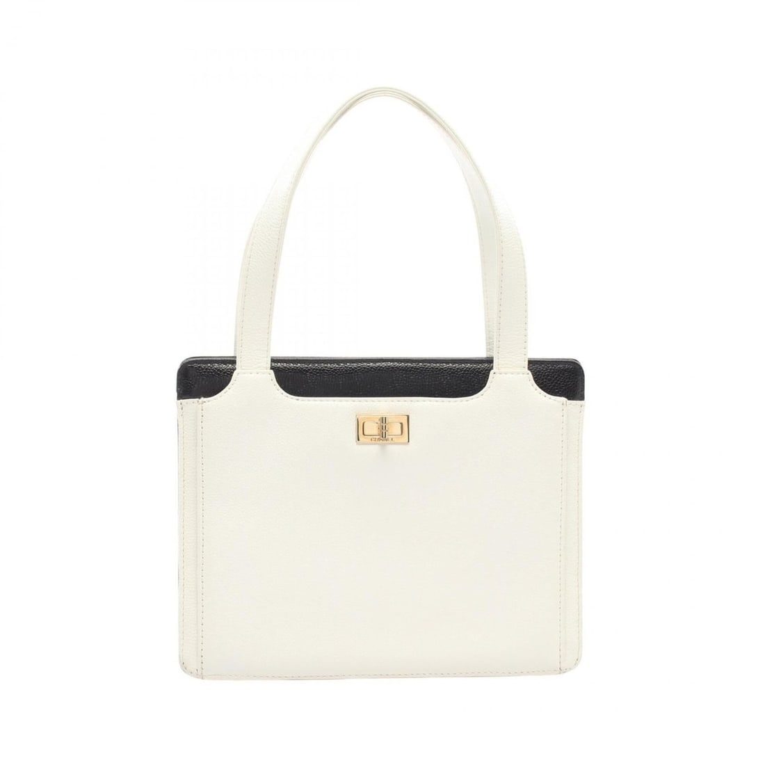 Chanel 2.55 Tote Bag Handbag, Caviar Leather (Grained Calfskin), Women's, White/Black: --- Catalog ---Category: SizeSize (HxWxD): 19.5cm x 24.5cm x 6.5cm / 7.67'' x 9.64'' x 2.55''Category: DesignType: Handbag, Tote bagColor: Black, WhiteGender: WomenMaterial: Grained Calfskin Hardware 
