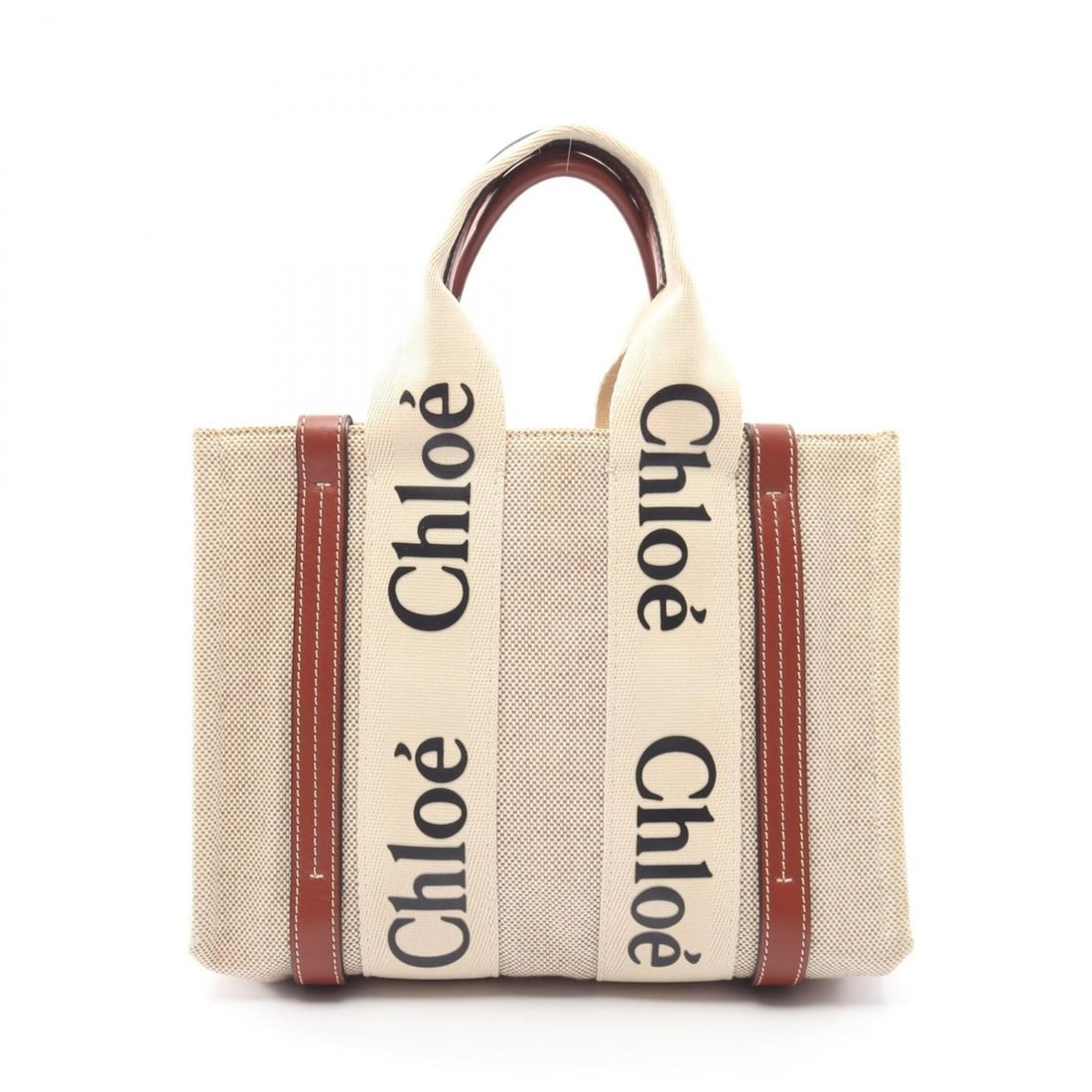 Chloé Chloe Woody Small Handbag, Canvas, Women's, Ivory/Brown: --- Catalog ---Category: SizeSize (HxWxD): 20cm x 26cm x 8cm / 7.87'' x 10.23'' x 3.14''Category: DesignType: HandbagColor: Brown, IvoryGender: WomenMaterial: Canvas Category: GeneralBrand: Chloé--- 
