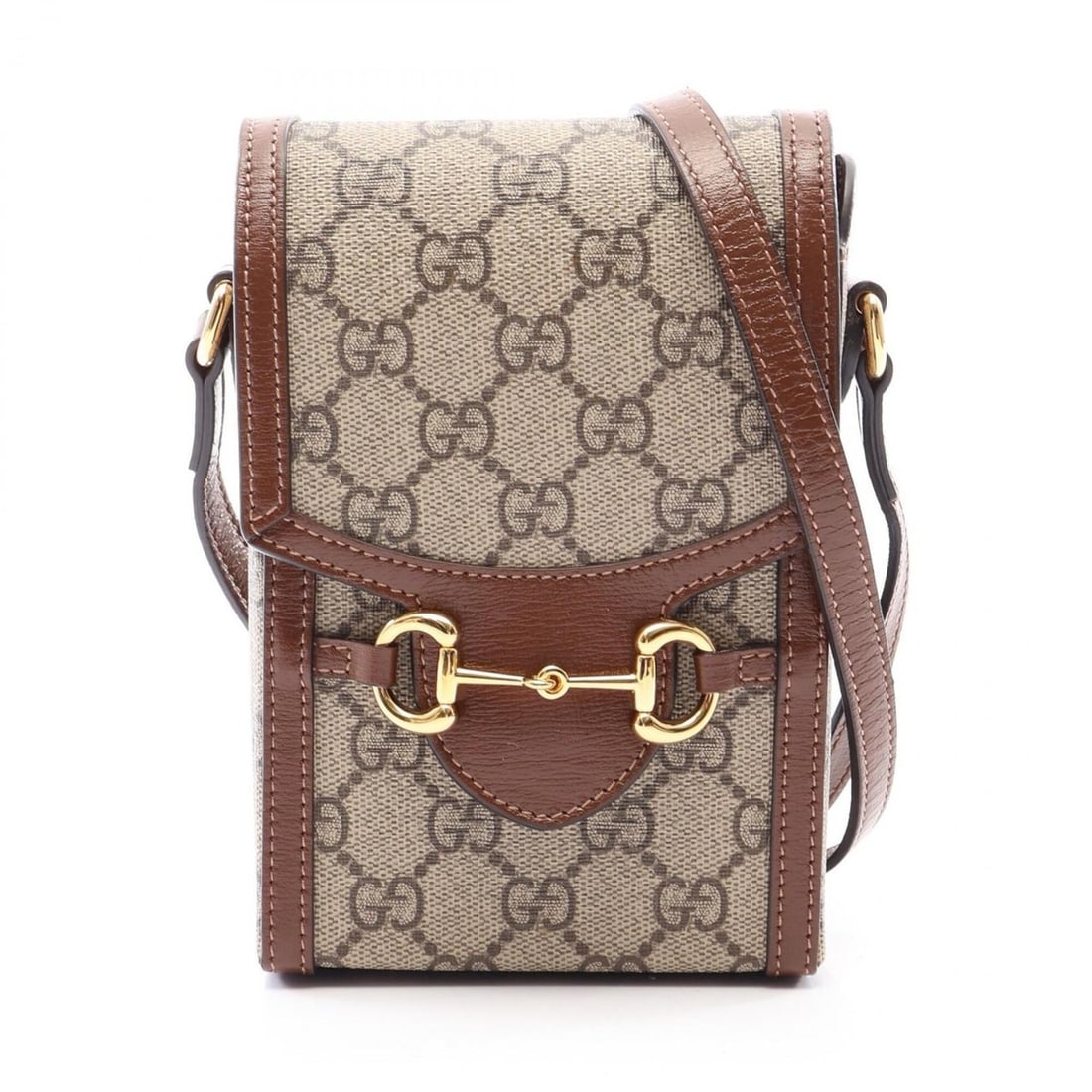 Gucci Horsebit 1955 Mini Bag, Shoulder Handbag, Coated Canvas Leather, Women's, Beige/Brown, 625615 (1 of 12)