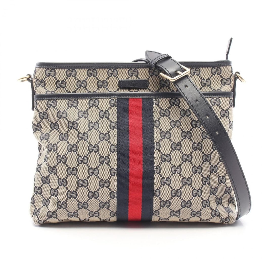 Gucci GUCCI Sherry Line GG Canvas Shoulder Bag Handbag Leather Women's Ivory/Navy 388926 (1 of 10)