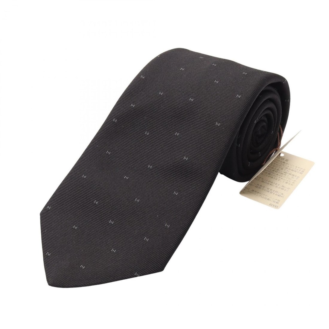 Hermes H-pattern tie, silk, women's, black. (1 of 11)