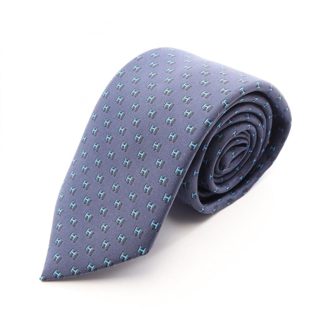 Hermes H Shadow Tie, Silk, Men's, Navy (1 of 8)