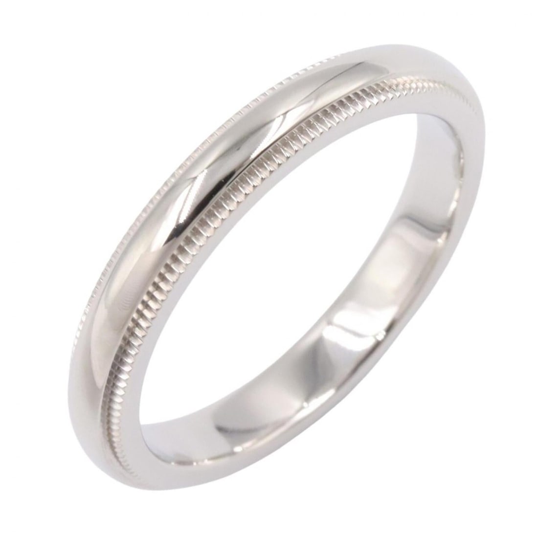 Tiffany & Co. Milgrain Ring, Platinum (Pt950), Women's, Silver Tone: --- Catalog ---Category: SizeWidth: 3mm / 0.12''Weight: 5.1g / 0.17oz.JP Size: 9US Size: 5Category: DesignType: Band ringColor: SilverGender: WomenMaterial: Platinum 950Category: GeneralBrand: Tiffany