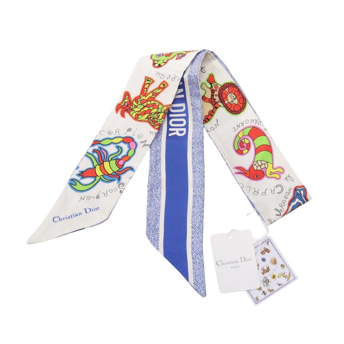 Christian Dior Dior Mitzah Constellation Scarf/Muffler, Silk, Women's, White/Blue Multicolor: --- Catalog ---Category: SizeSize (LxW): 1.03m x 6cm / 40.55'' x 2.36''Category: DesignType: ScarfColor: Blue, Multi-color, WhiteGender: WomenMaterial: Silk Category: GeneralBrand: Christian Dior--- I