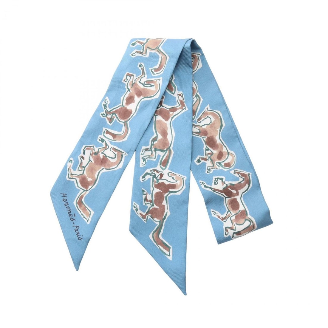 Hermes Twilly CHEVAUX EN LIBERTE Scarf/Muffler, Silk, Women's, Blue/Multicolor: --- Catalog ---Category: SizeSize (LxW): 85cm x 5cm / 33.46'' x 1.96''Category: DesignType: ScarfColor: Blue, Multi-colorGender: WomenMaterial: Silk Category: GeneralBrand: Hermes--- Item List ---Sect