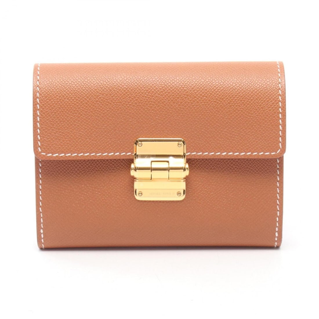 Hermes Charnière Compact Gold Tri-fold Wallet, Veau Madame Series, Women's, Tone (1 of 11)