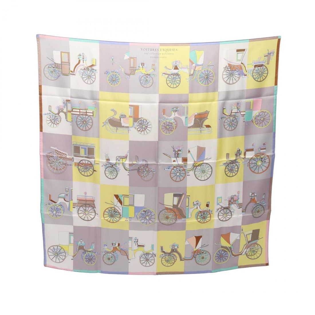 Hermes Carre 90 Voitures Exquises Scarf/Muffler, Silk, Women's, Gray/Multicolor: --- Catalog ---Category: SizeSize (LxW): 89cm x 89cm / 35.03'' x 35.03''Category: DesignType: ScarfColor: Gray, Multi-colorGender: WomenMaterial: Silk Category: GeneralBrand: Hermes--- Item List ---Se
