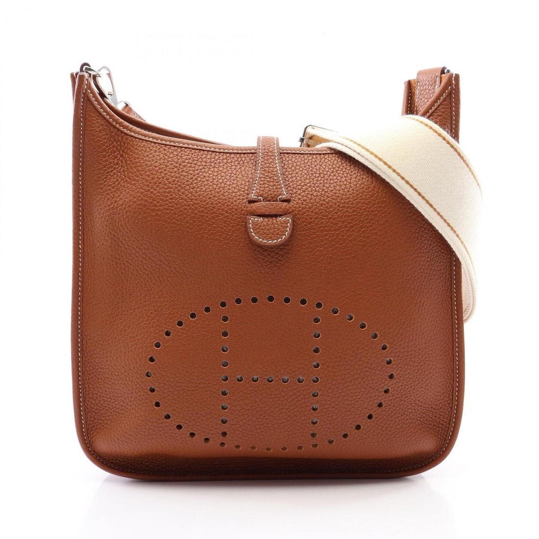 Hermes Evelyne 3 Trois PM Gold Shoulder Bag/Handbag, Taurillon Clemence Leather, Women's, Brown: --- Catalog ---Category: SizeSize (HxWxD): 26.5cm x 28cm x 7cm / 10.43'' x 11.02'' x 2.75''Category: DesignType: Handbag, Shoulder bagColor: BrownGender: WomenMaterial: Taurillon clemence leather Cate