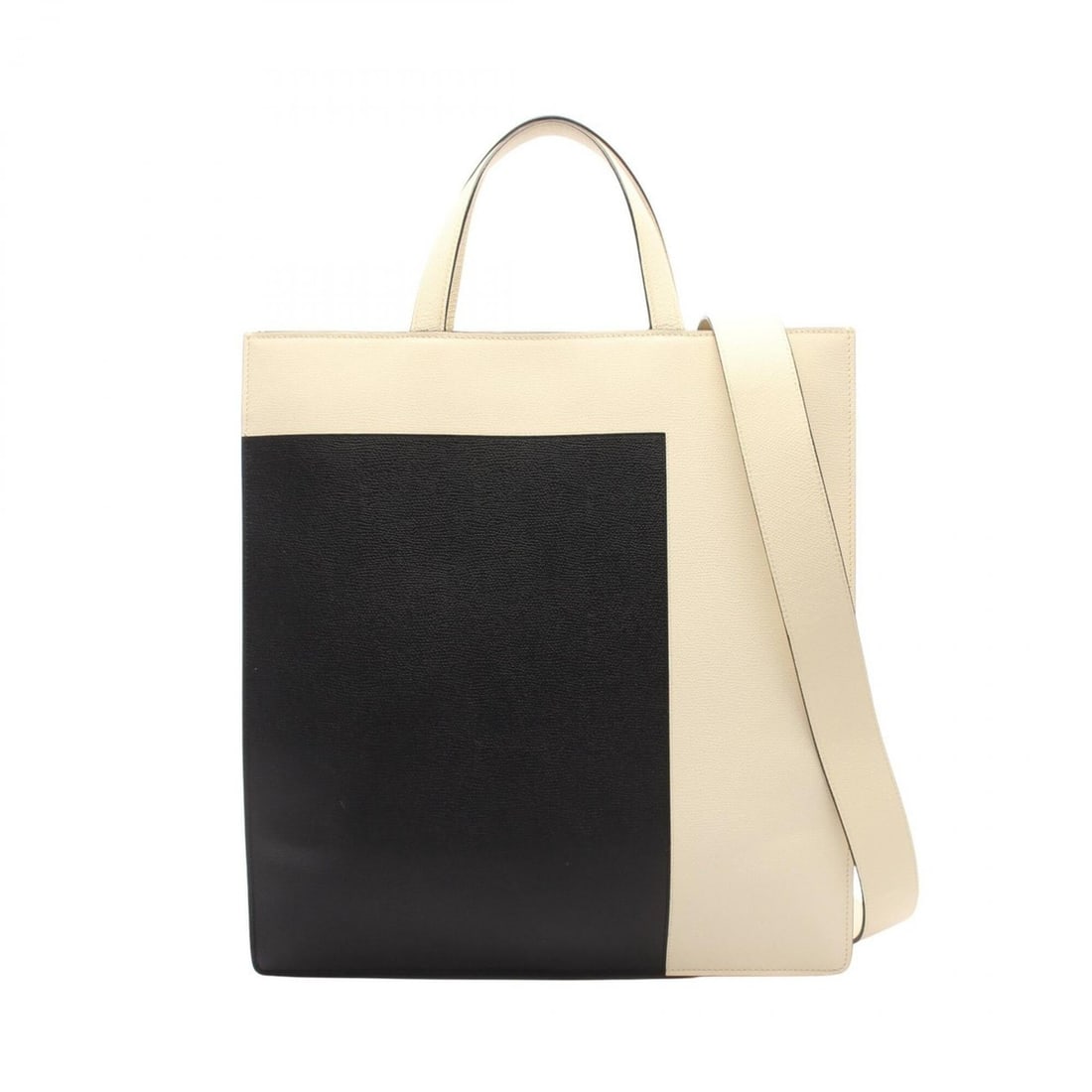 Valextra 2-Way Tote Bag/Handbag, Leather, Women's, Ivory/Black: --- Catalog ---Category: SizeSize (HxWxD): 37.5cm x 35cm x 7cm / 14.76'' x 13.77'' x 2.75''Category: DesignType: Handbag, Tote bagColor: Black, IvoryGender: WomenMaterial: Leather Category: GeneralBra