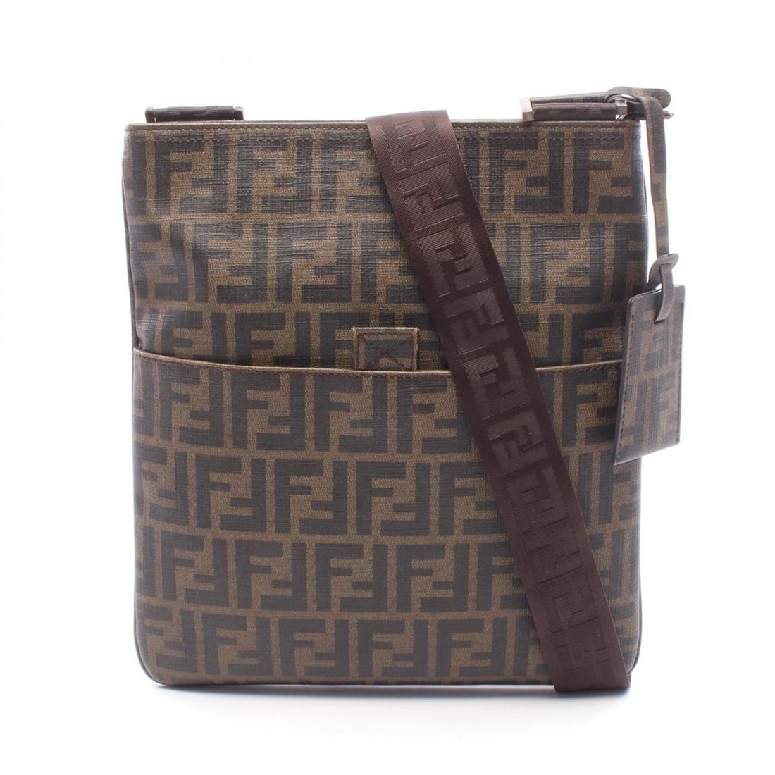 Fendi Zucca Shoulder Bag/Handbag, Coated Canvas, Men's/Women's, Brown/Black, 7VA207: --- Catalog ---Category: SizeSize (HxWxD): 30.5cm x 27cm x 2cm / 12'' x 10.62'' x 0.78''Strap Length: 80cm - 144cm / 31.49'' - 56.69''Category: DesignType: Handbag, Shoulder bagColor: Black, BrownGend