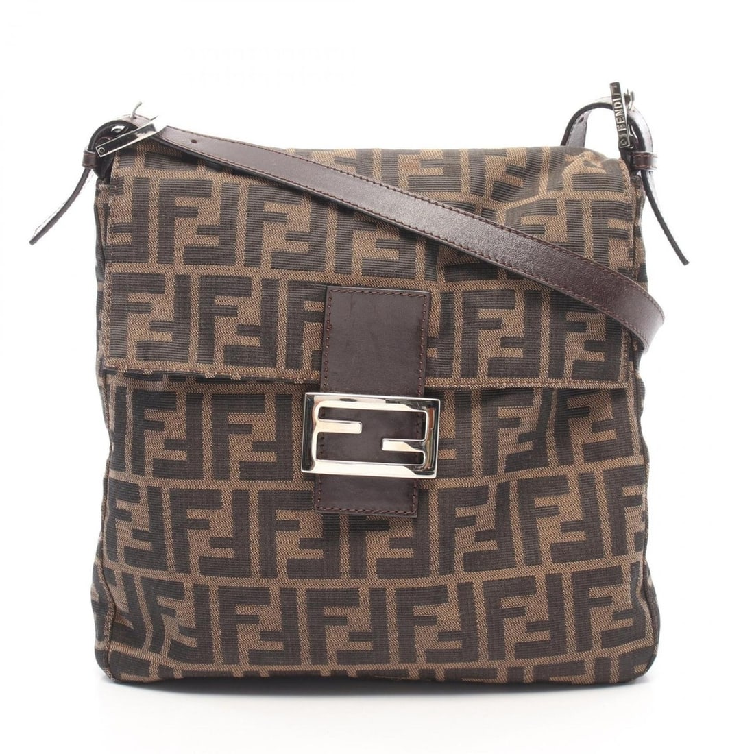Fendi Zucca Shoulder Bag/Handbag, Canvas and Leather, Women's, Brown/Black, 26730 (1 of 12)