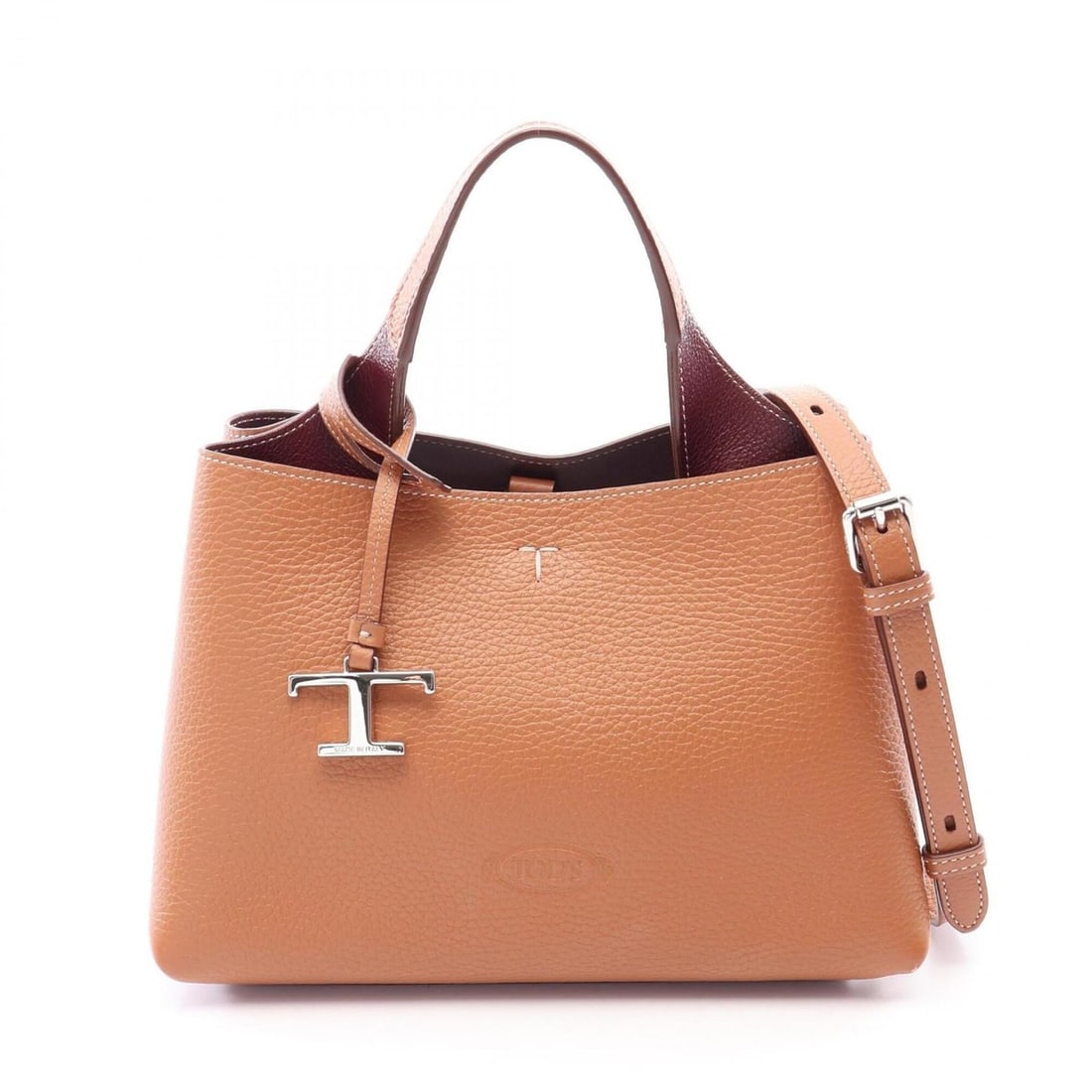 Tod's T-Timeless Micro 2-Way Handbag, Leather, Women's, Brown: --- Catalog ---Category: SizeSize (HxWxD): 16cm x 23cm x 15cm / 6.29'' x 9.05'' x 5.9''Strap Length: 95cm - 113cm / 37.4'' - 44.48''Handle Length: 24cm / 9.44''Category: DesignType: HandbagColor: Brow