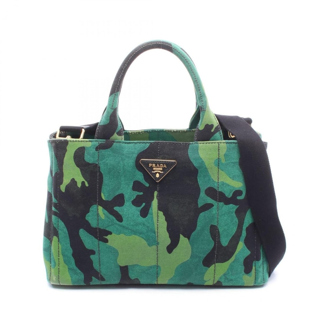 Prada CANAPA Camouflage 2-Way Tote Bag/Handbag, Canvas, Women's, Green/Black, 1BG155: --- Catalog ---Category: SizeSize (HxWxD): 20cm x 30cm x 15cm / 7.87'' x 11.81'' x 5.9''Strap Length: 72cm - 127cm / 28.34'' - 49.99''Handle Length: 34cm / 13.38''Category: DesignType: Handbag, Tote b