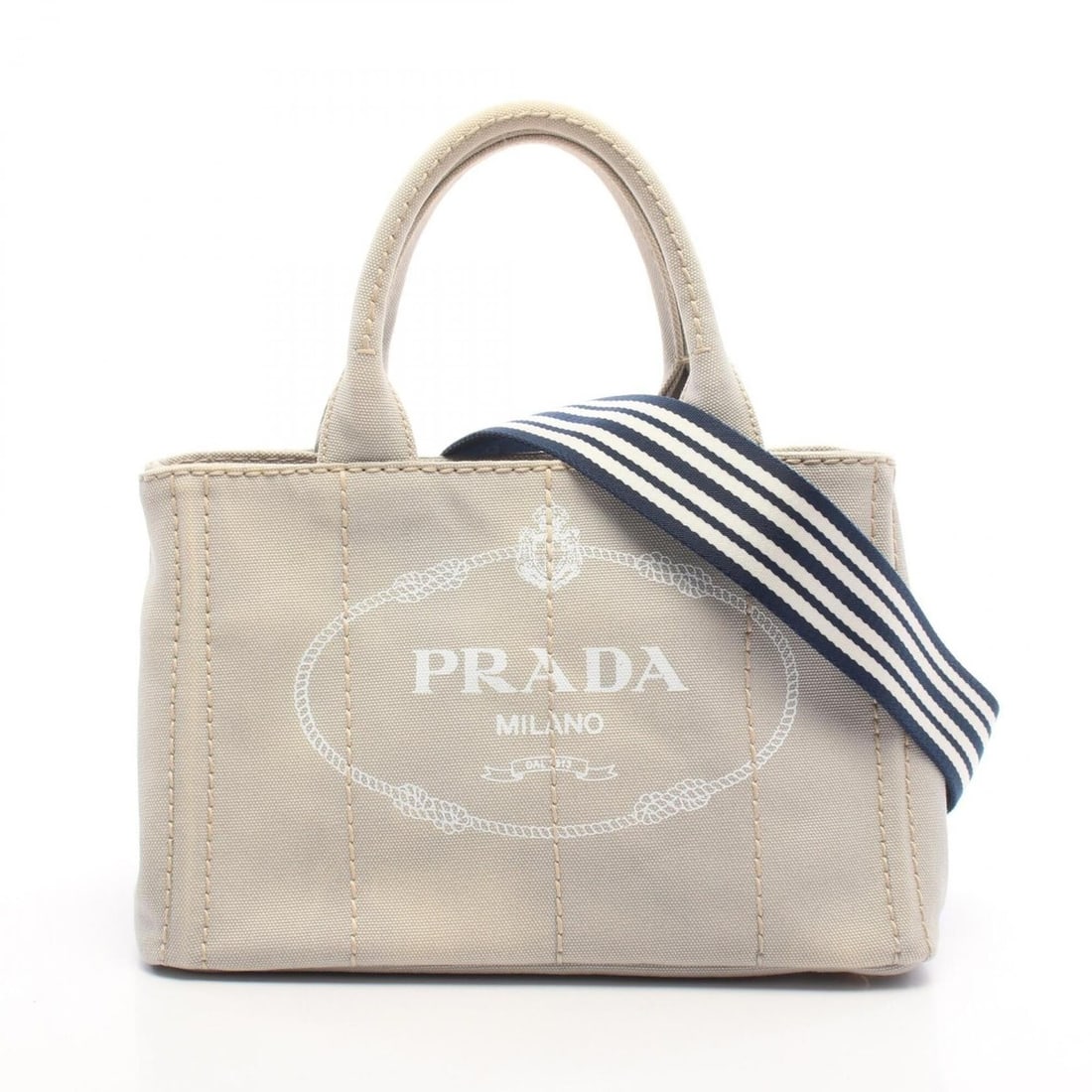 Prada CANAPA 2-Way Tote Bag/Handbag, Canvas, Women's, Gray, 1BG439: --- Catalog ---Category: SizeSize (HxWxD): 19cm x 28cm x 14cm / 7.48'' x 11.02'' x 5.51''Strap Length: 113cm / 44.48''Handle Length: 32.5cm / 12.79''Category: DesignType: Handbag, Tote bagColor: GrayG