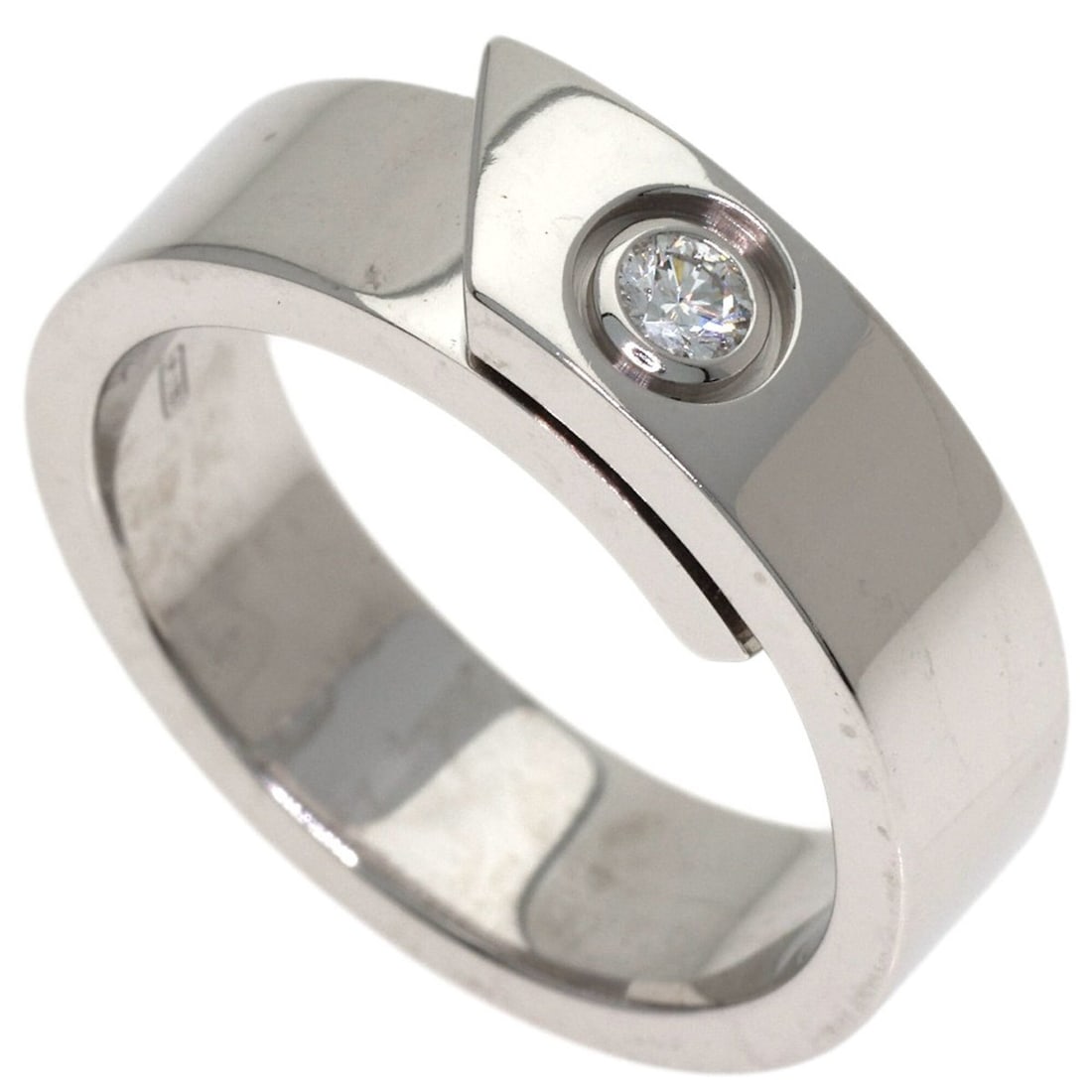 Cartier Anniversary 1P Diamond Ring #53 18K White Gold Women's CARTIER (1 of 10)