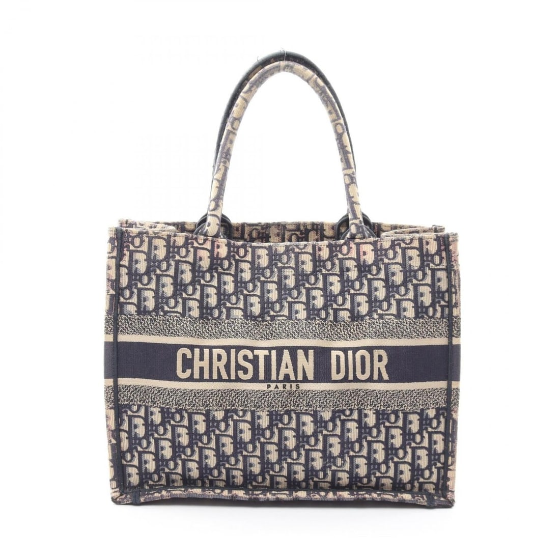 Christian Dior Dior BOOK TOTE Medium Oblique Tote Bag Handbag Canvas Women's Ivory/Navy (1 of 12)
