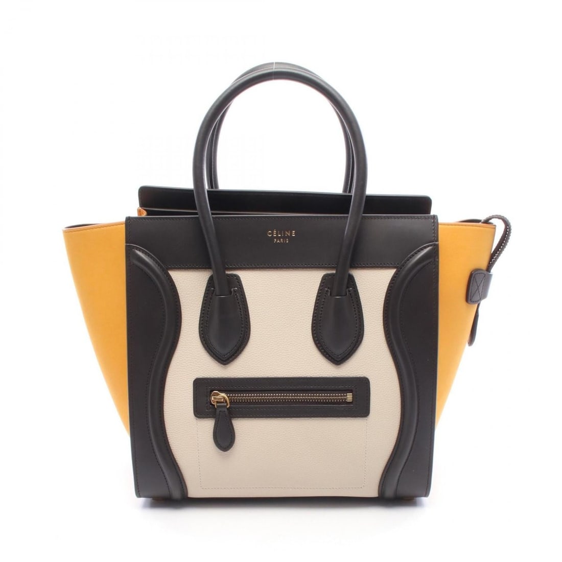 Celine Luggage Micro Shopper Tote Bag Handbag Leather Women's Beige Black Yellow: --- Catalog ---Category: SizeSize (HxWxD): 26cm x 26cm x 13cm / 10.23'' x 10.23'' x 5.11''Category: DesignType: Handbag, Tote bagColor: Beige, Black, YellowGender: WomenMaterial: Leather Category: Gen