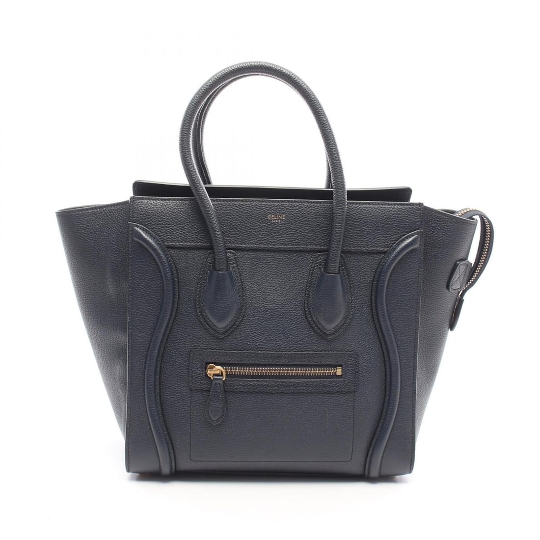 Celine Luggage Micro Shopper Handbag, Leather, Women's, Navy (1 of 13)