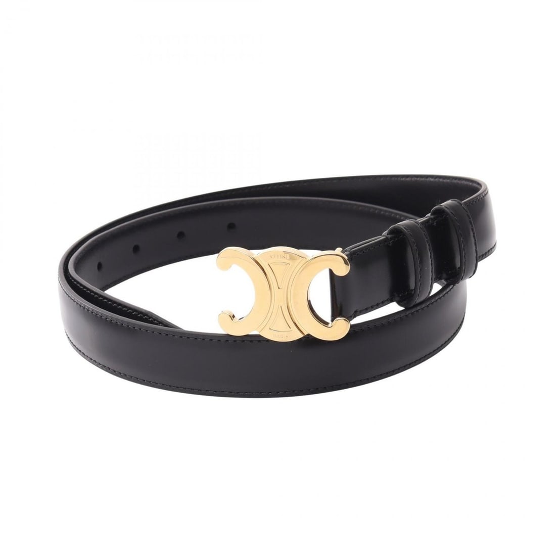 Celine Triomphe Medium 25mm Leather Belt for Women, Black (U-NE-0255): --- Catalog ---Category: SizeLength: 80cm - 90cm / 31.49'' - 35.43''Category: DesignType: Standard beltColor: BlackGender: WomenMaterial (Strap): Leather Category: GeneralMPN: U-NE-0255Brand: Celine--