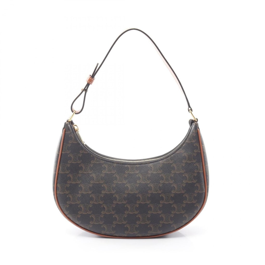 Celine AVA Triomphe Shoulder Bag/Handbag, Coated Canvas Leather, Women's, Black/Brown,: --- Catalog ---Category: SizeSize (HxWxD): 13cm x 22cm x 7.5cm / 5.11'' x 8.66'' x 2.95''Category: DesignType: Handbag, Shoulder bagColor: Black, BrownGender: WomenMaterial: Coated canvas , Leather Ca