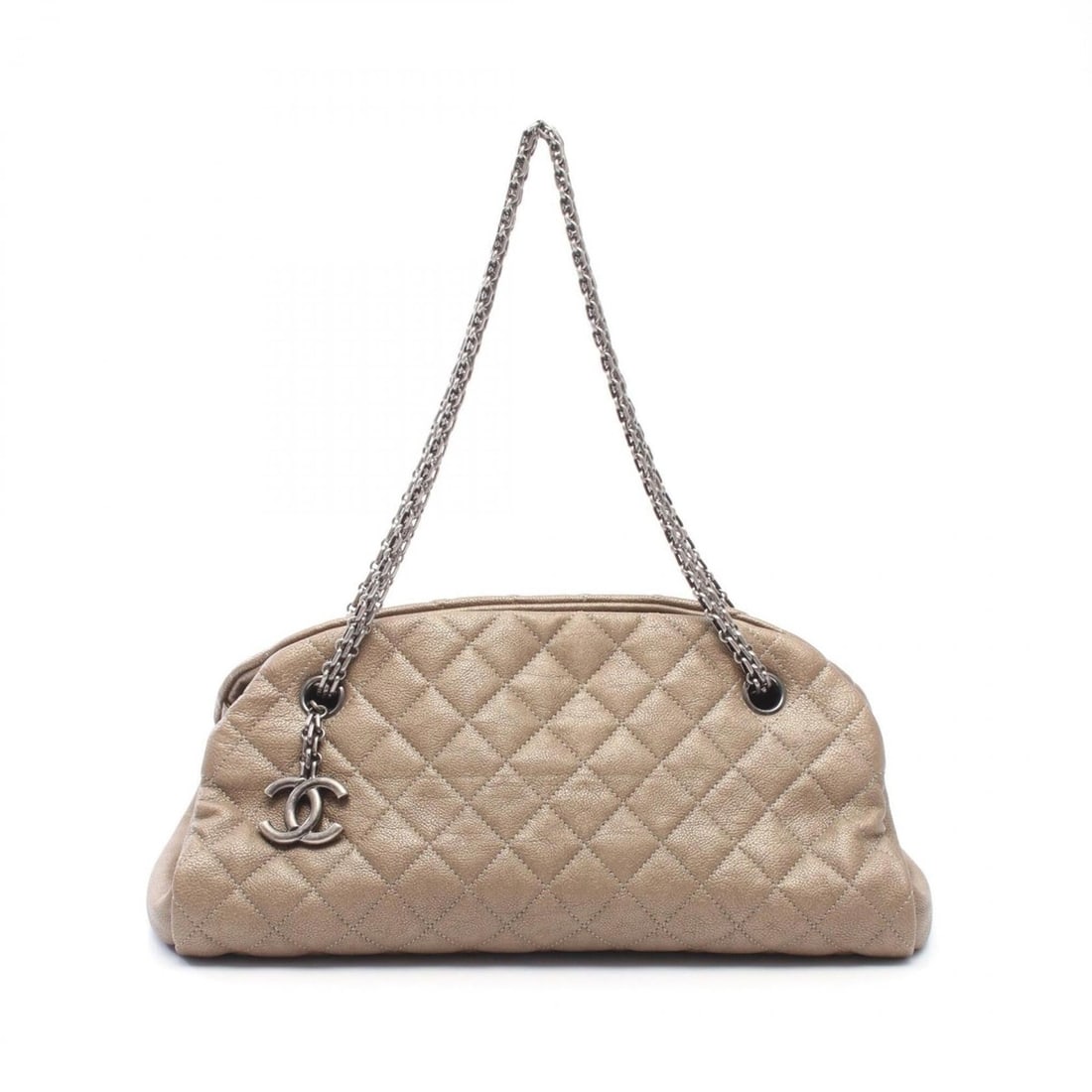 Chanel Matelassé Mademoiselle Bowling Bag Shoulder Handbag Leather Women's Brown: --- Catalog ---Category: SizeSize (HxWxD): 15.5cm x 32cm x 14.5cm / 6.1'' x 12.59'' x 5.7''Category: DesignType: Handbag, Shoulder bagColor: BrownGender: WomenMaterial: Leather Hardware Color: SilverC