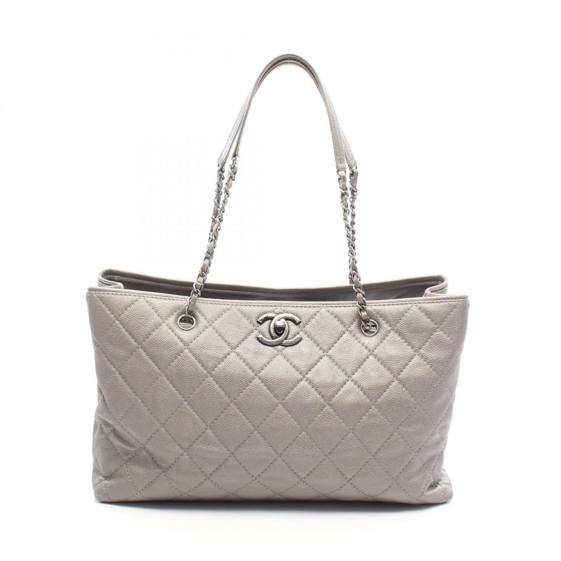 Chanel Matelassé Chain Tote Bag with Antique Silver Hardware, Handbag, Caviar Leather (Grained: --- Catalog ---Category: SizeSize (HxWxD): 25cm x 41cm x 15cm / 9.84'' x 16.14'' x 5.9''Category: DesignType: Handbag, Tote bagColor: SilverGender: WomenMaterial: Grained Calfskin Category: GeneralBra