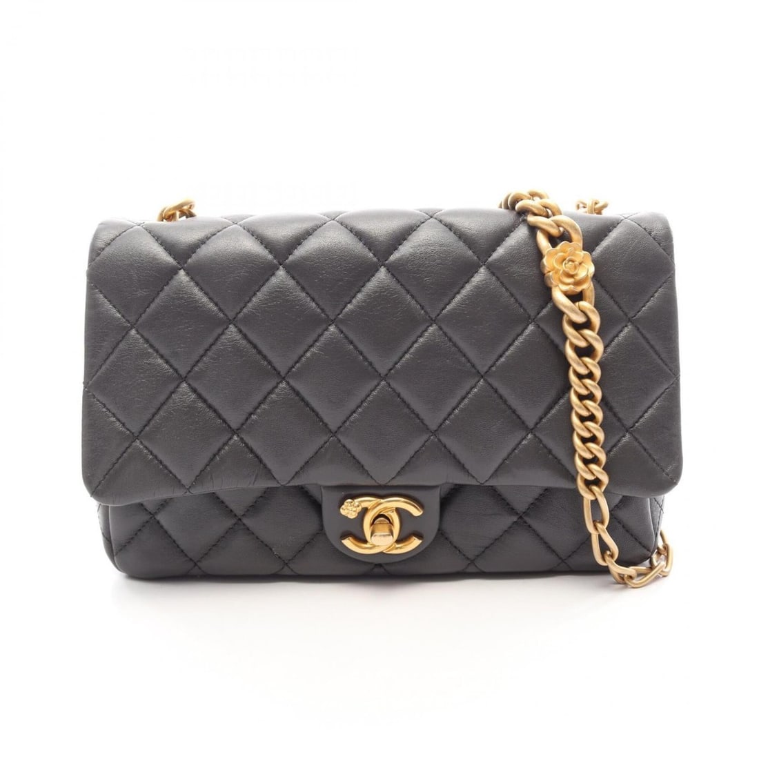 Chanel Matelassé Single Flap Shoulder Bag/Handbag, Lambskin Leather, Women's, Gray: --- Catalog ---Category: SizeSize (HxWxD): 16cm x 24cm x 6cm / 6.29'' x 9.44'' x 2.36''Category: DesignType: Handbag, Shoulder bagColor: GrayGender: WomenMaterial: Leather Hardware Color: GoldLeather/