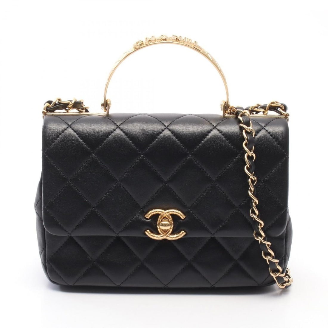 Chanel Matelassé Top Handle 2-Way Shoulder Bag/Handbag, Lambskin Leather, Women's, Black (AS4605): --- Catalog ---Category: SizeSize (HxWxD): 14cm x 20.5cm x 6cm / 5.51'' x 8.07'' x 2.36''Category: DesignType: Handbag, Shoulder bagColor: BlackGender: WomenMaterial: Leather Hardware Color: GoldLeath