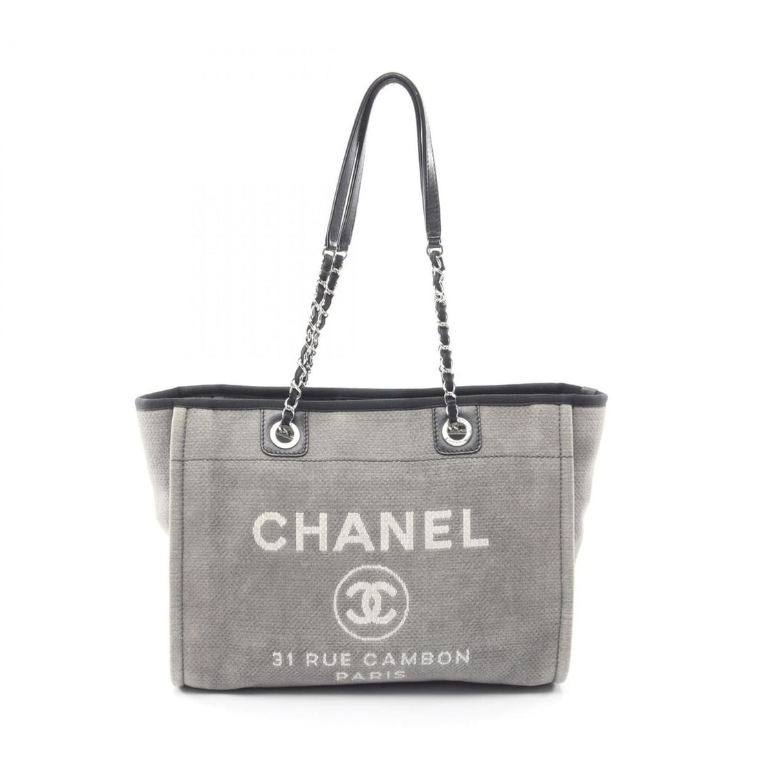 Chanel Deauville Tote Bag Handbag, Canvas, Women's, Gray, White, Black, A67001: --- Catalog ---Category: SizeSize (HxWxD): 26cm x 35cm x 14cm / 10.23'' x 13.77'' x 5.51''Category: DesignType: Handbag, Tote bagColor: Black, Gray, WhiteGender: WomenMaterial: Canvas Category: Genera