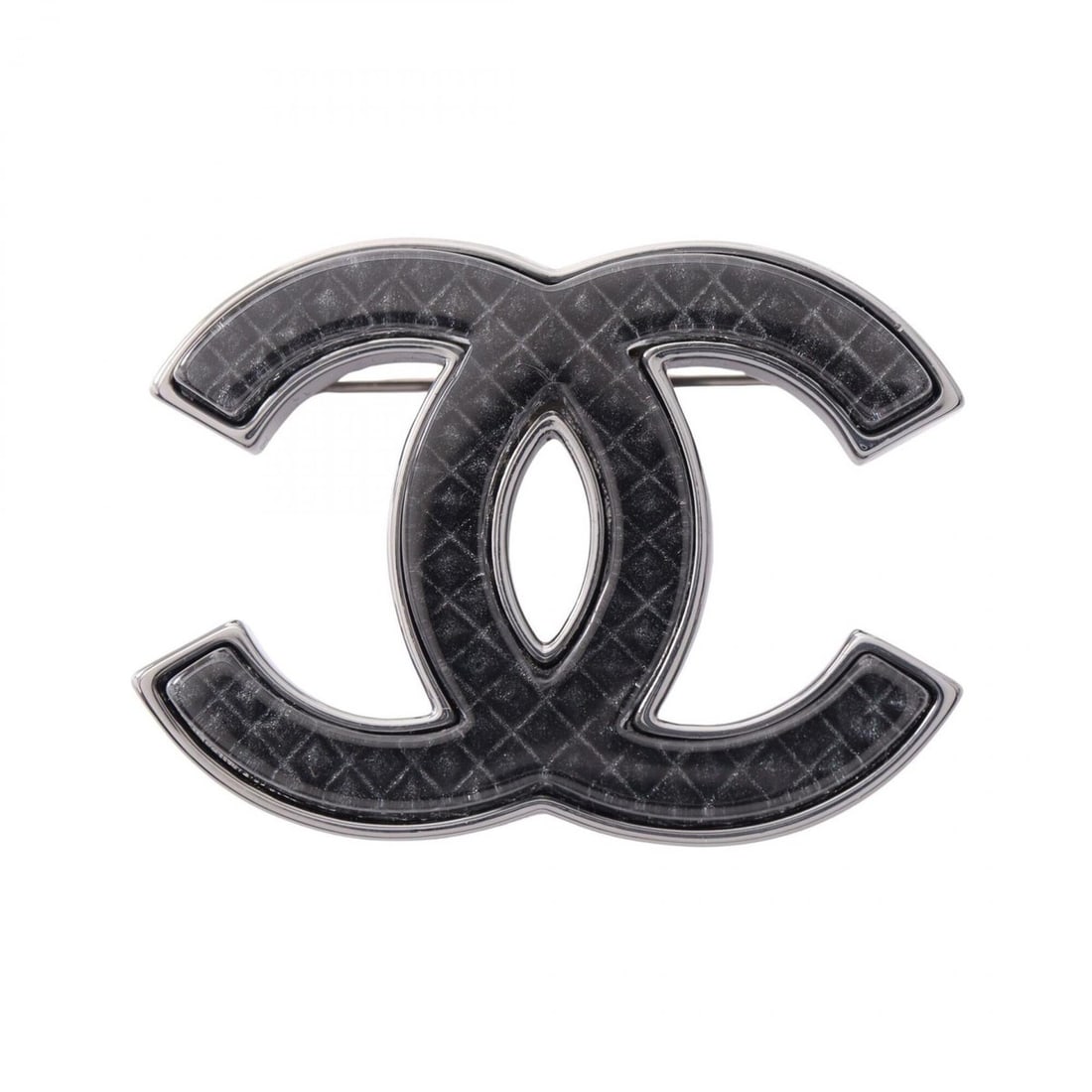 Chanel Coco Mark Brooch Accessory, Plastic, Metal, Women's, Black/Silver (1 of 14)