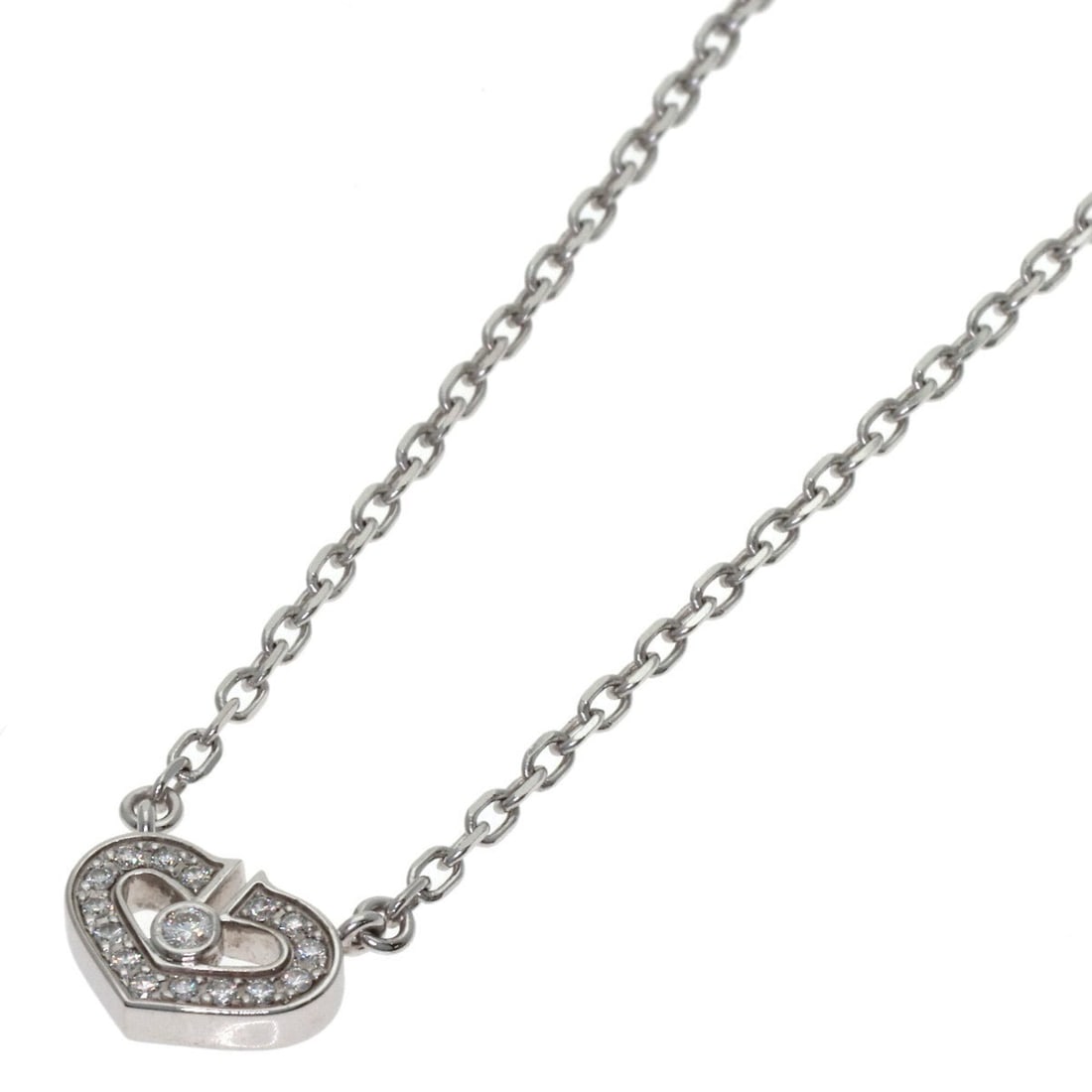 Cartier C Heart Diamond Necklace 18K White Gold Women's CARTIER (1 of 14)