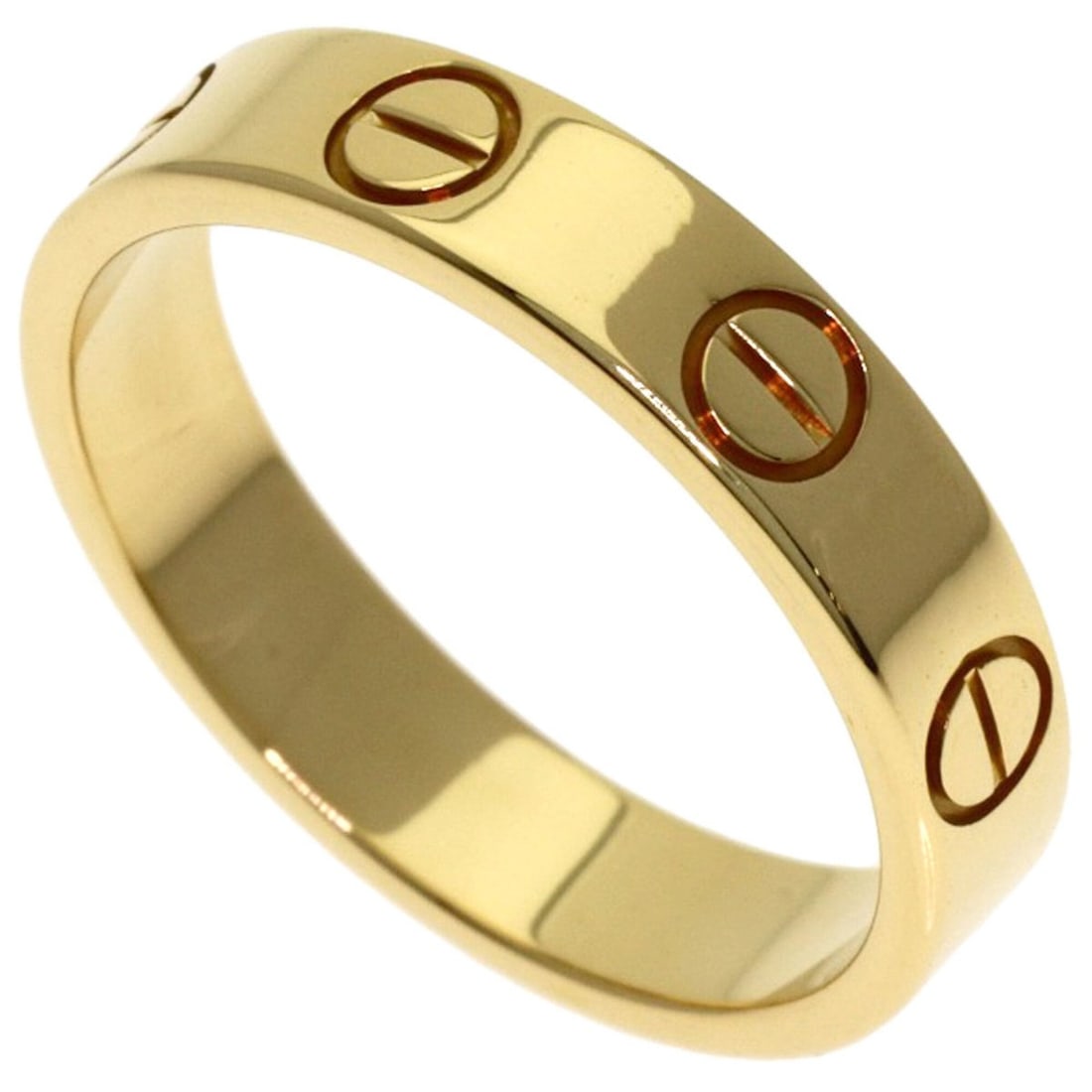 Cartier Mini Love Ring #46, 18K Yellow Gold, Women's Ring, CARTIER: --- Catalog ---Category: SizeWidth: 3.6mm / 0.14''Weight: 2.8g / 0.09oz.JP Size: 6US Size: 3.5Category: DesignType: Band ringGender: WomenMaterial: Yellow gold (18K)Category: GeneralLine: LoveBrand: C