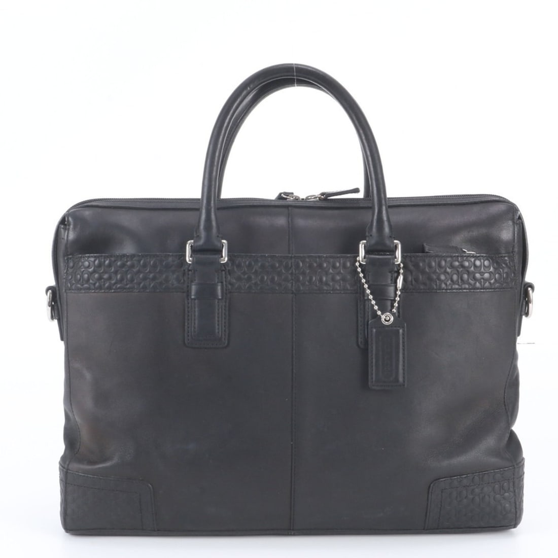Coach Signature Leather Business Bag Briefcase Tote Black Men's: --- Catalog ---Category: SizeSize (HxWxD): 30cm x 40cm x 7cm / 11.81'' x 15.74'' x 2.75''Category: DesignType: Briefcase, Tote bagColor: BlackGender: MenMaterial: Leather Category: GeneralMPN: F70454B