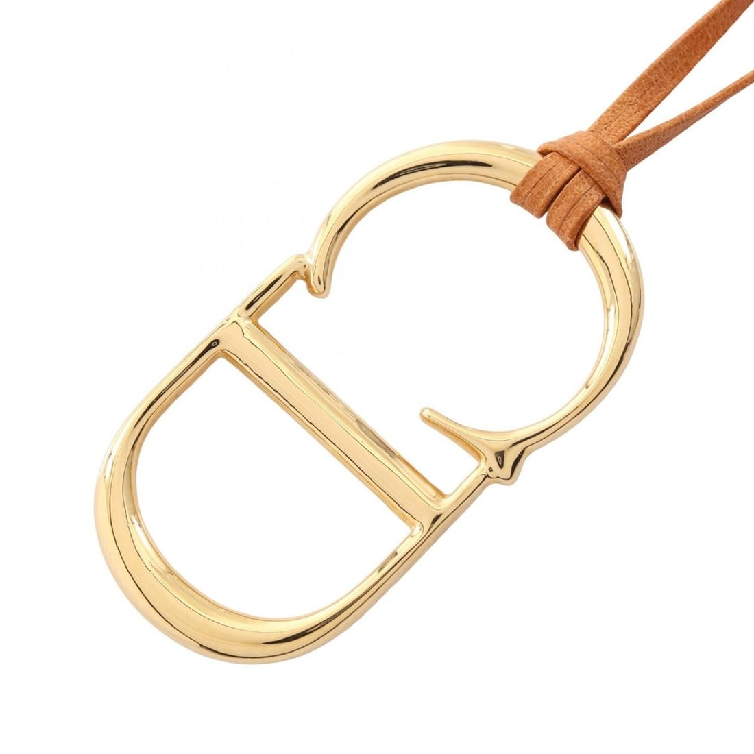 Christian Dior Dior CD Logo Necklace, Gold Plated Leather, Women's, Gold/Brown Tones: --- Catalog ---Category: SizeWidth: 3mm / 0.12''Pendant Size: 50mm x 27mm / 1.96'' x 1.06''Neck Circumference: 51 cm / 20.07''Category: DesignColor: Brown, GoldGender: WomenMaterial: LeatherNecklace T
