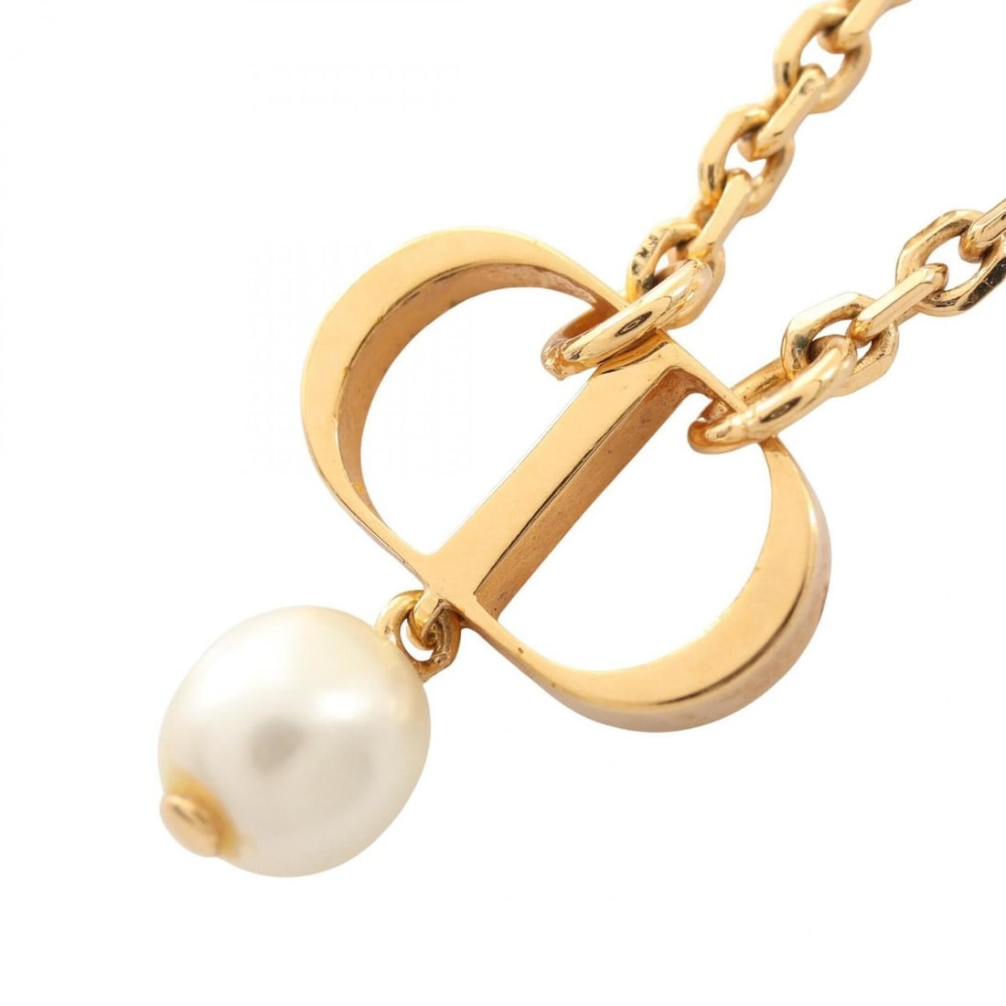 Christian Dior Dior CD Logo Necklace, Gold Plated (GP), Faux Pearl, Women's, Gold/White Tones: --- Catalog ---Category: SizeWidth: 1mm / 0.04''Pendant Size: 8mm x 13mm / 0.31'' x 0.51''Neck Circumference: 38 cm - 42 cm / 14.96'' - 16.53''Category: DesignColor: Gold, WhiteGender: WomenNecklace T