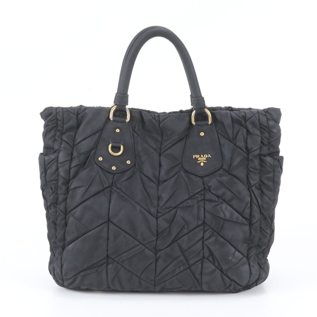 Prada Tessuto Nylon Quilted Leather Tote Bag Shoulder Handbag Black Women's: --- Catalog ---Category: SizeSize (HxWxD): 28cm x 36cm x 13cm / 11.02'' x 14.17'' x 5.11''Category: DesignType: Handbag, Shoulder bag, Tote bagColor: BlackGender: WomenMaterial: Leather , Nylon Catego