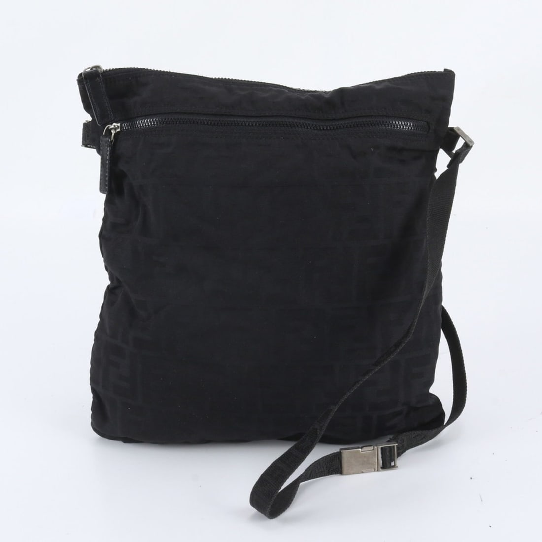 Fendi Zucca 26715 Leather Nylon Shoulder Bag Handbag Tote Black Women's (1 of 17)