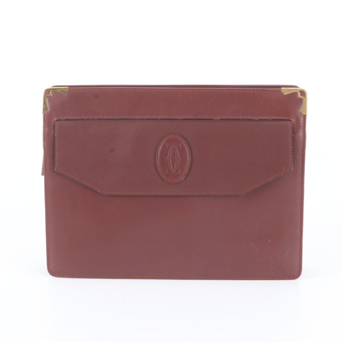 Cartier Must Line Bordeaux Leather Second Bag Clutch Pouch for Men: --- Catalog ---Category: SizeSize (HxWxD): 20cm x 26cm x 5cm / 7.87'' x 10.23'' x 1.96''Category: DesignType: Clutch bag, PouchColor: Wine redGender: MenMaterial: Leather Category: GeneralBrand: Carti