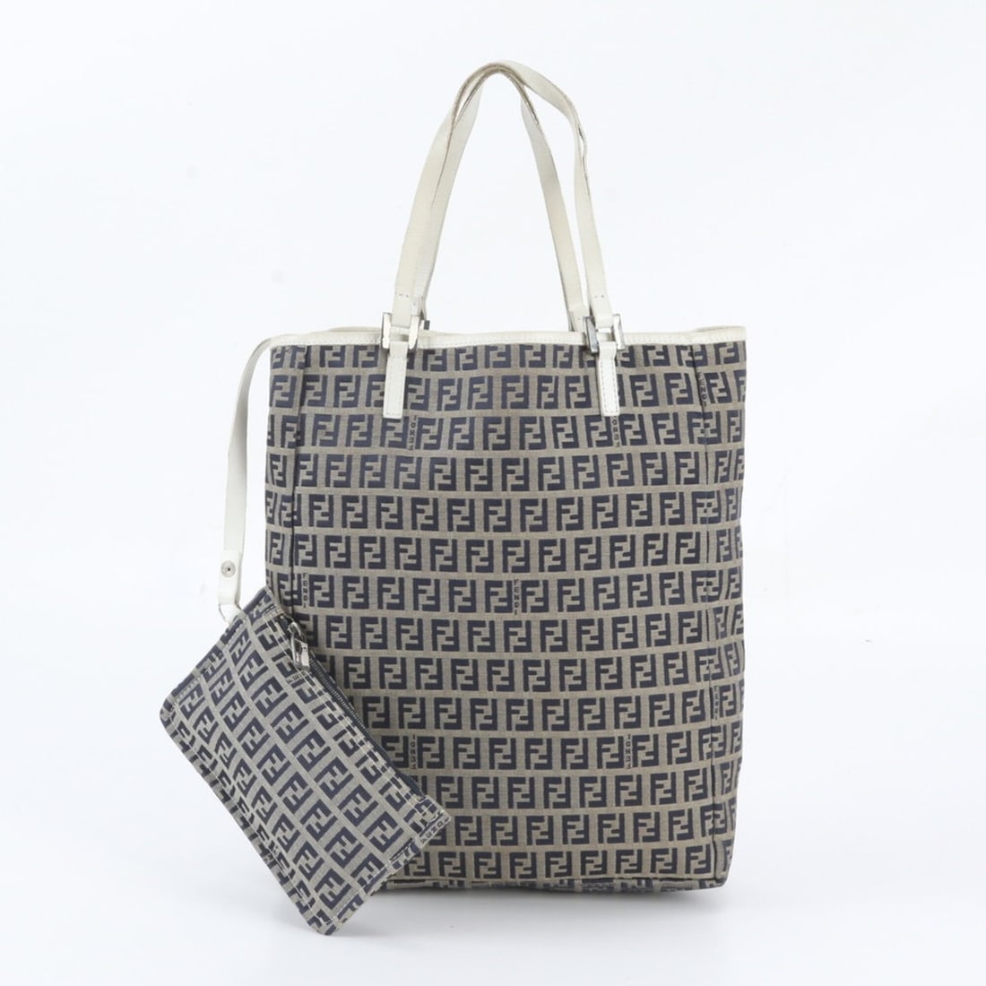 Fendi Zucchino Leather Canvas Tote Bag Shoulder Handbag for Women: --- Catalog ---Category: SizeSize (HxWxD): 30cm x 25cm x 7cm / 11.81'' x 9.84'' x 2.75''Category: DesignType: Handbag, Shoulder bag, Tote bagColor: Navy, WhiteGender: WomenMaterial: Leather , Canvas C