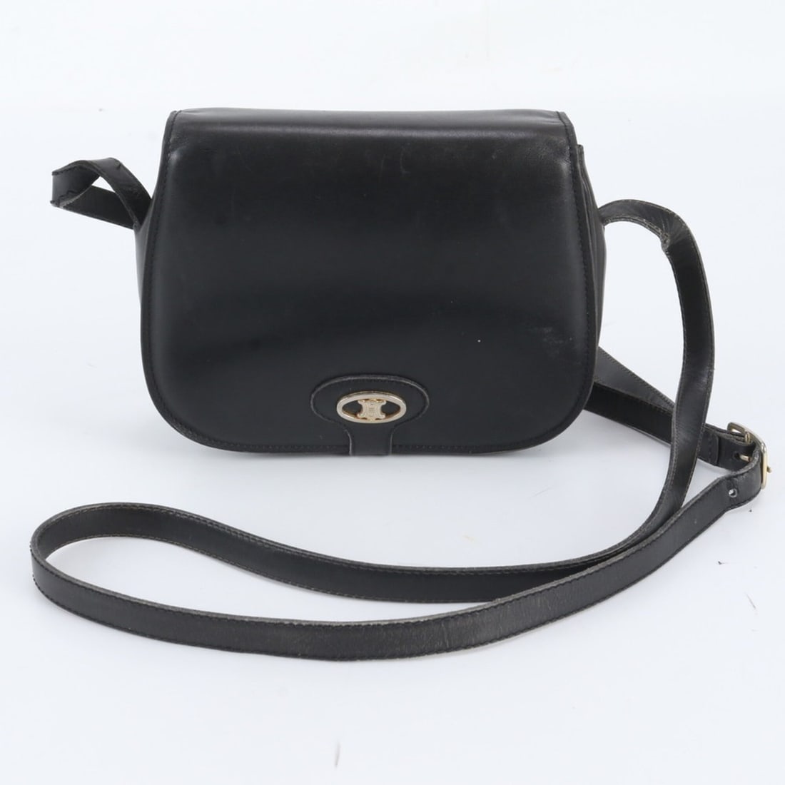Celine Triomphe Leather Shoulder Bag Crossbody Black Brand Women's (1 of 18)