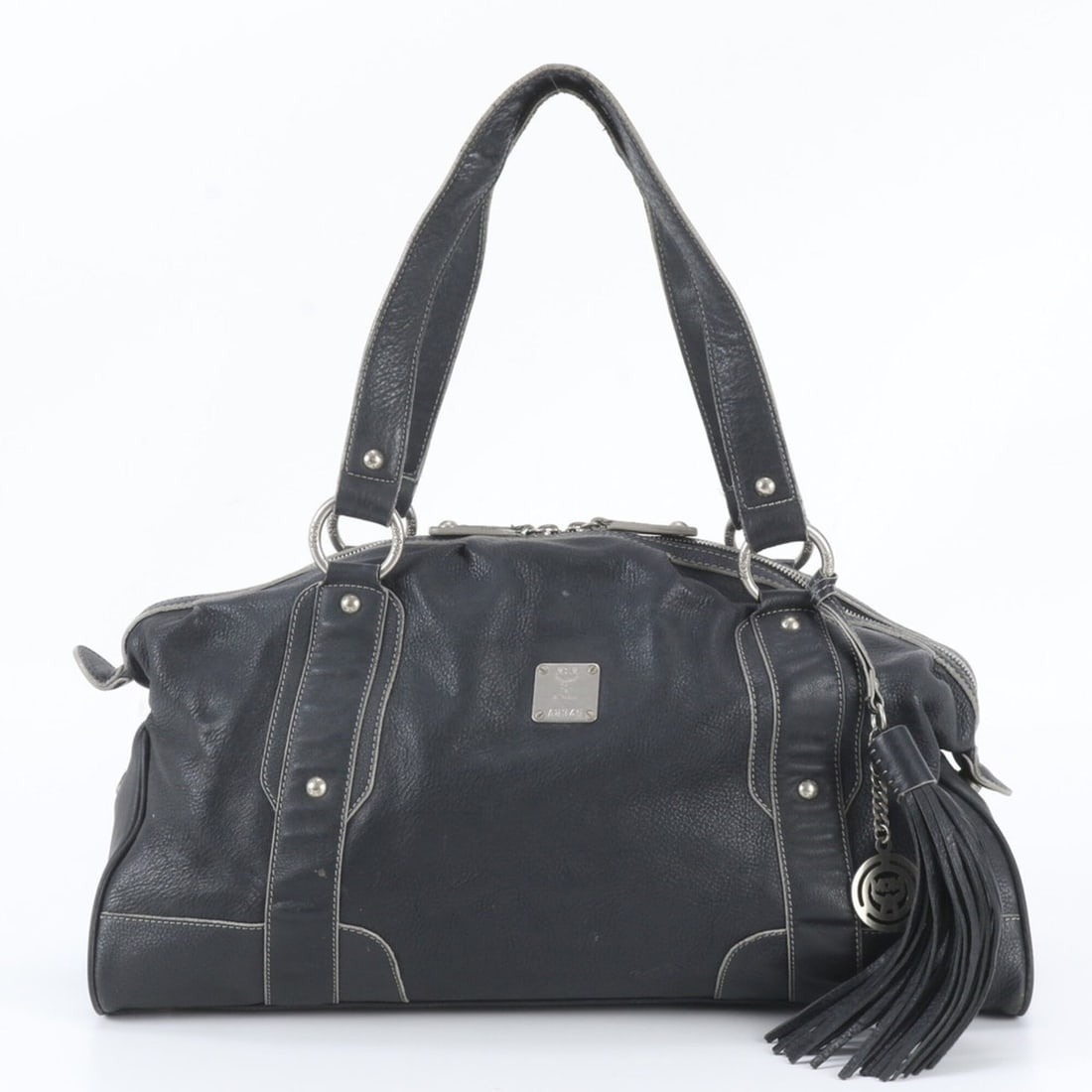 MCM A8346 Leather Tote Bag Shoulder Handbag Black Women's (1 of 15)