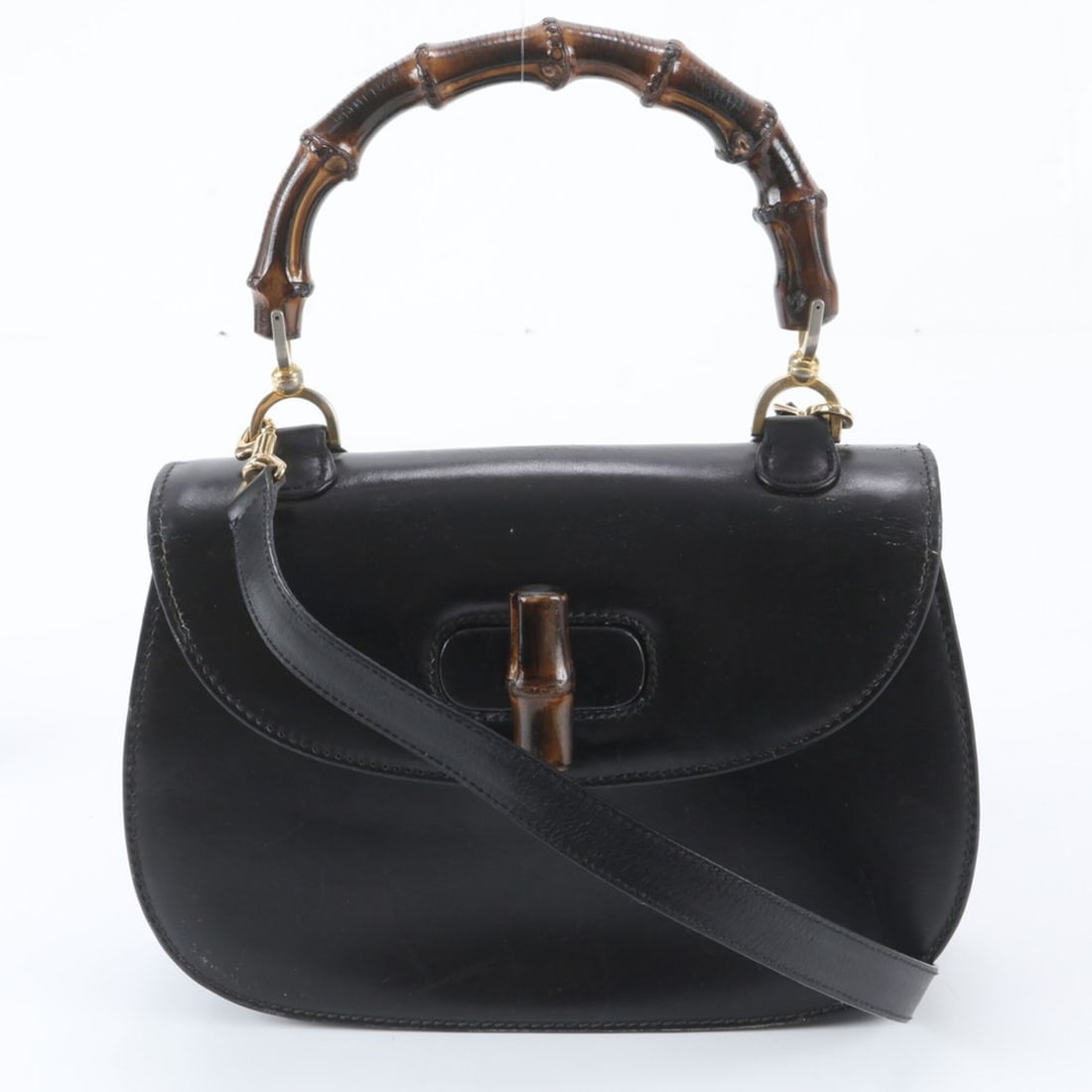Gucci Bamboo Leather 2-Way Shoulder Bag/Handbag, Black, Brand Name, Women's (1 of 15)