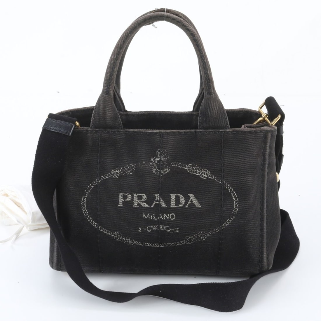 Prada Canapa 2-Way Shoulder Bag, Crossbody Handbag, Tote Black, Women's (1 of 14)