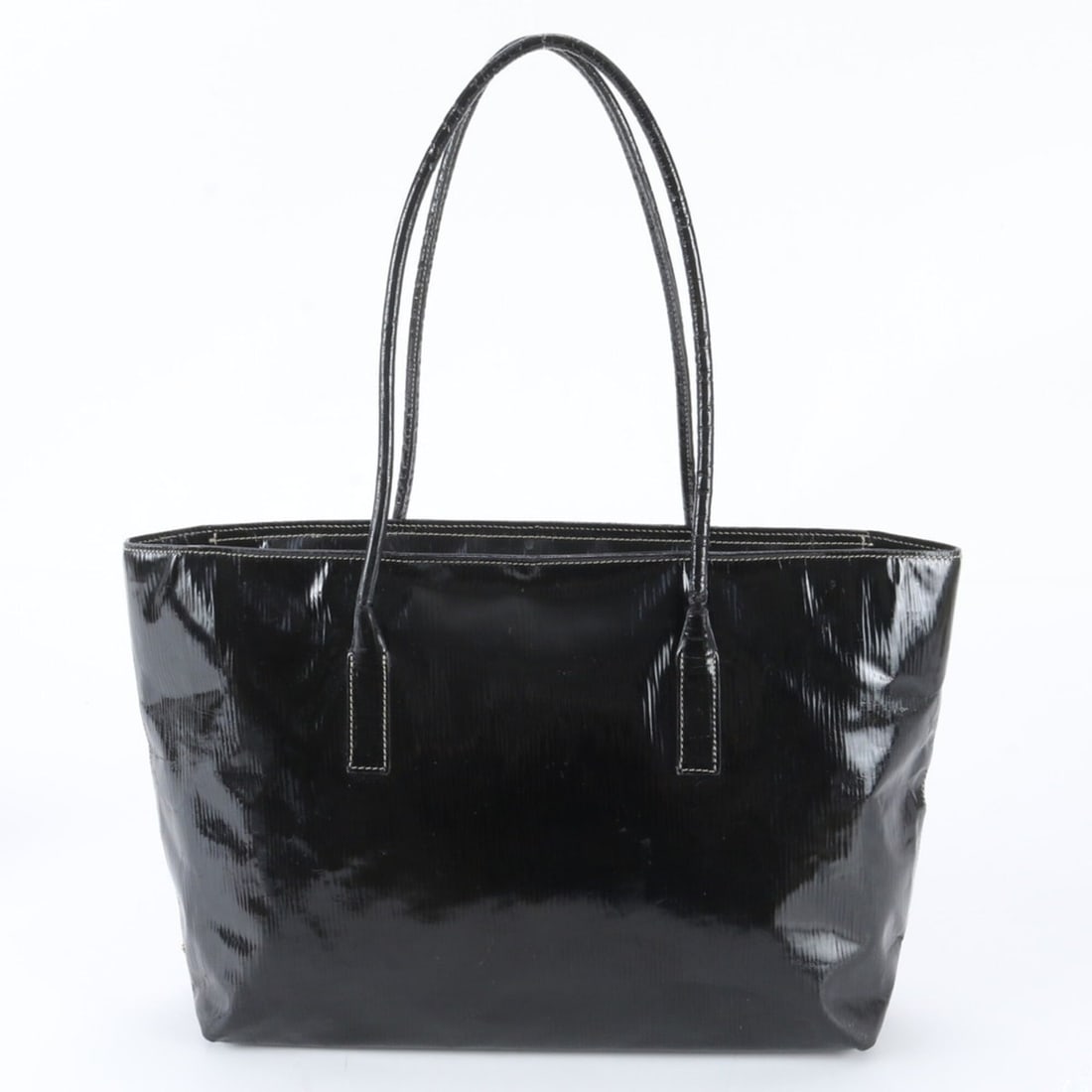 Prada Triangle Logo Leather Tote Bag Shoulder Handbag Black Women's: --- Catalog ---Category: SizeSize (HxWxD): 25cm x 32cm x 10cm / 9.84'' x 12.59'' x 3.93''Category: DesignType: Handbag, Shoulder bag, Tote bagColor: BlackGender: WomenMaterial: Leather , Coated canvas