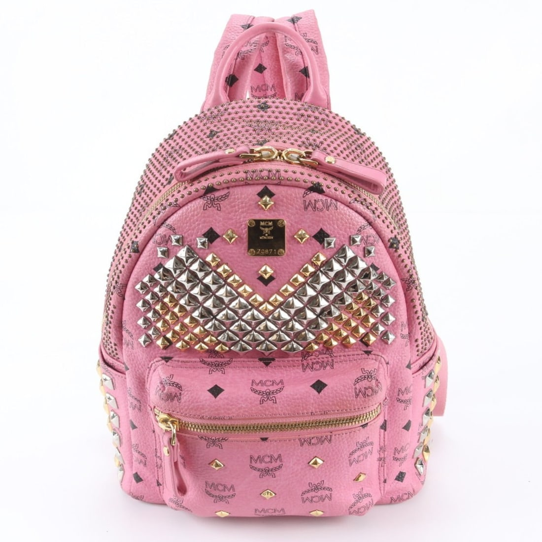 MCM Visetos Studded Backpack/Shoulder Bag, Pink, Women's (1 of 15)