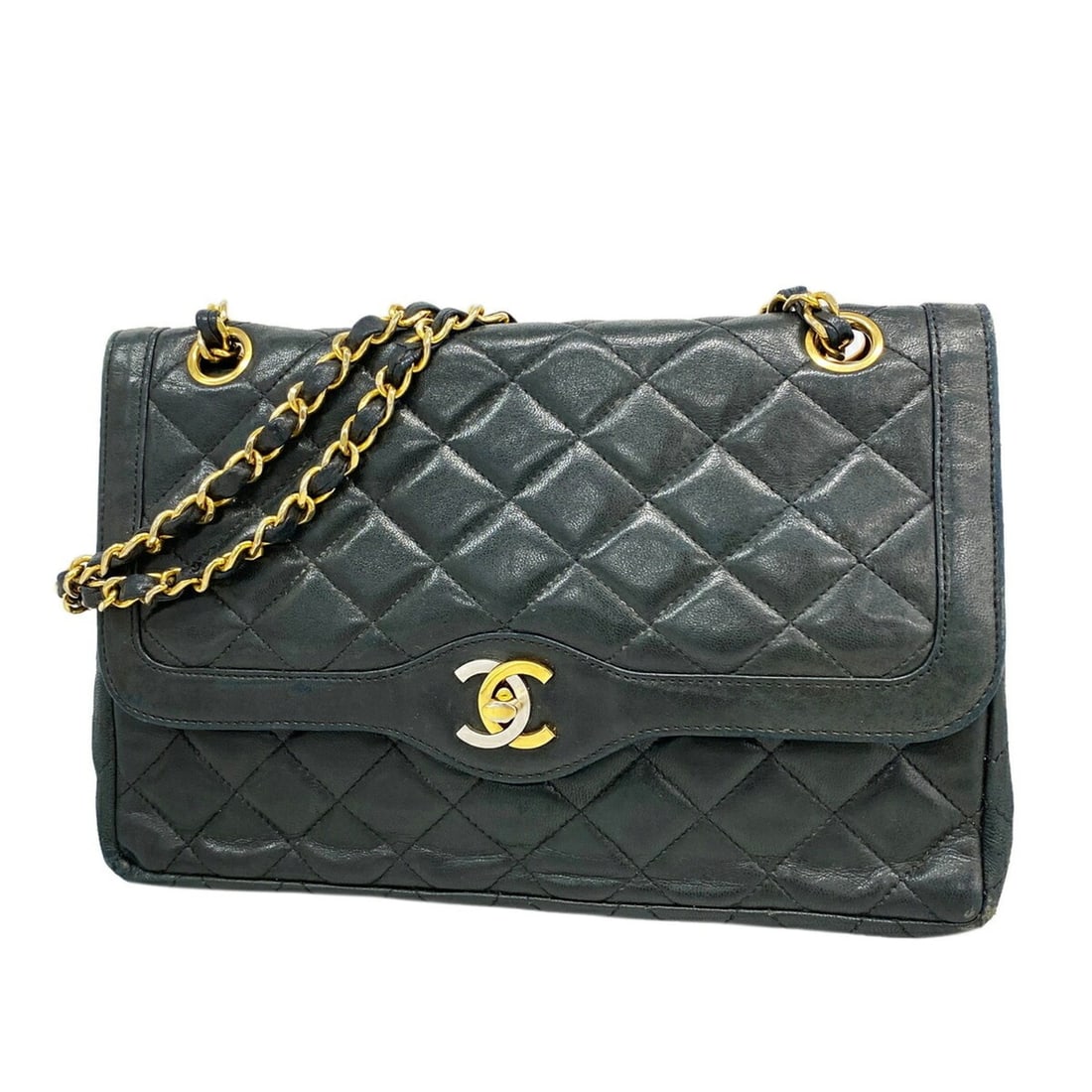Chanel Matelassé Shoulder Bag, Paris Limited Edition, Double Flap, Chain, Lambskin, Black Gold, (1 of 15)